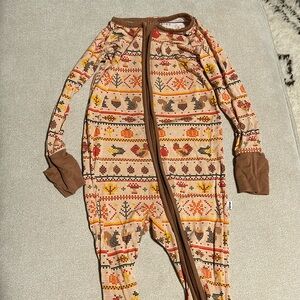 Little Sleepies Thanksgiving footed pajama sz 6-12 mos VGUC!